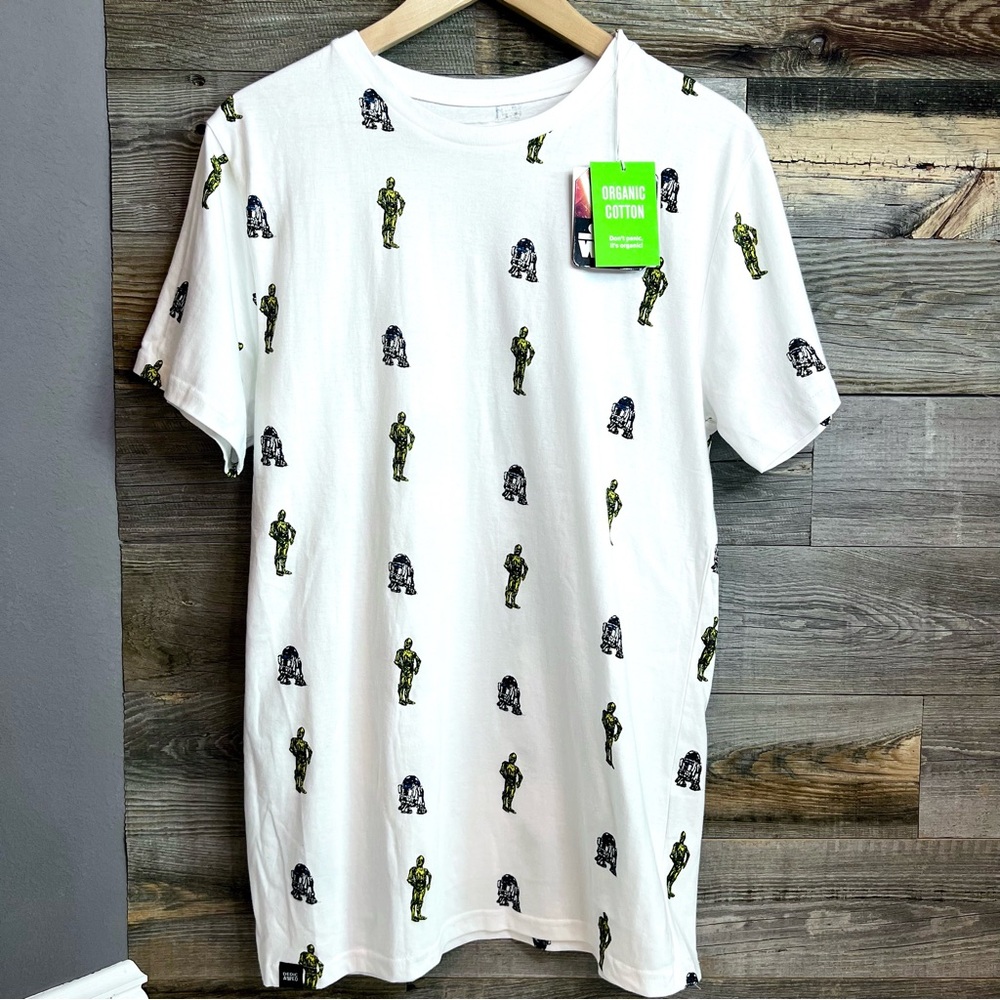 SALE!✨NWT 🆕 Organic, Cotton Star Wars R2D2 & C3PO Men's Tee, White, NEW